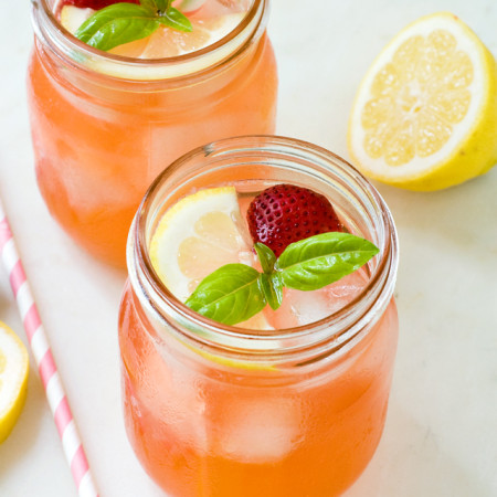 Sparkling Strawberry Basil Lemonade | Culinary Cool
