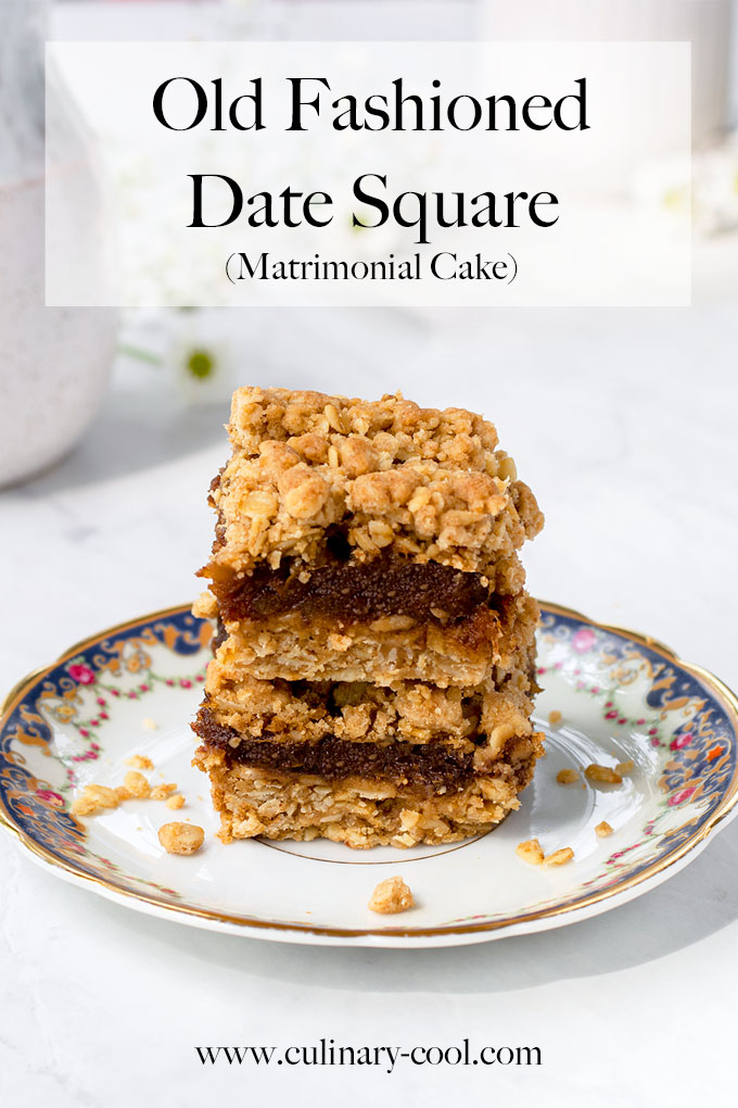 Old Fashioned Date Square aka Matrimonial Cake