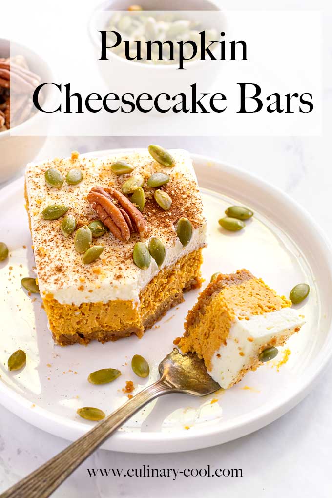 Pumpkin Cheesecake Bars with a Gingersnap Crust