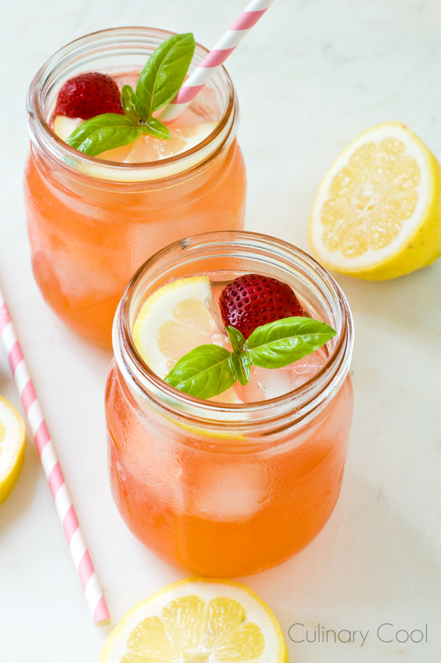 Sparkling Strawberry Basil Lemonade | Culinary Cool