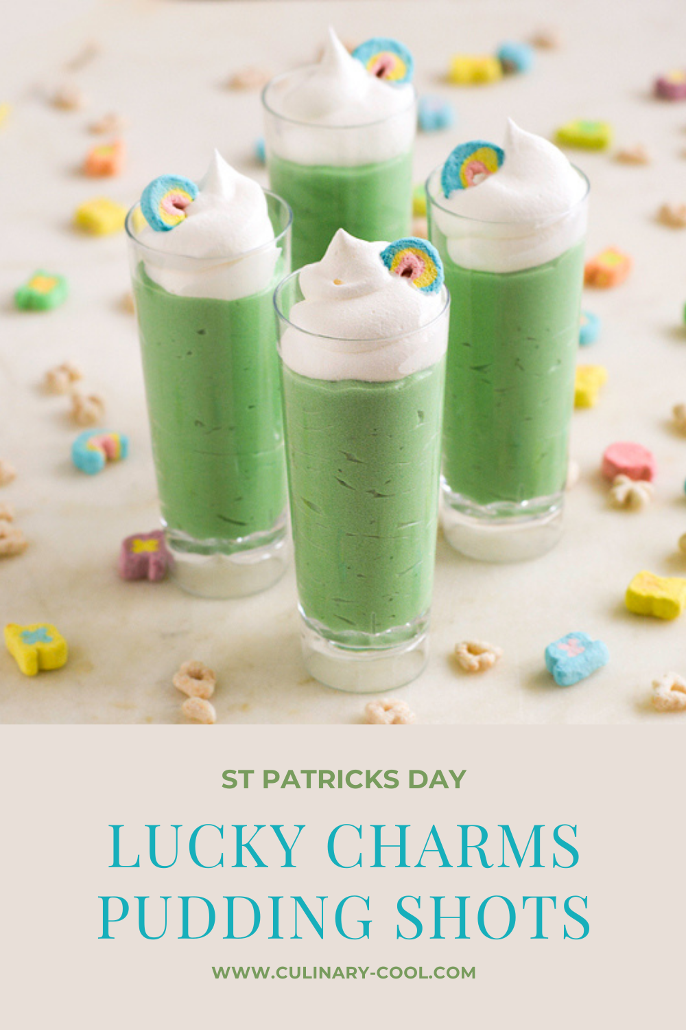 Lucky Charms Pudding Shots - boozy and non-boozy versions
