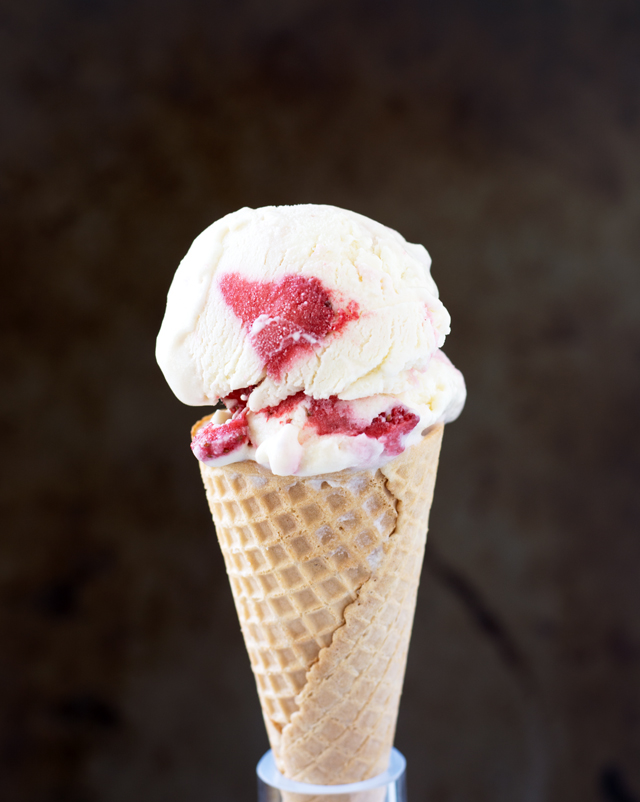 No Churn Brie Ice Cream with Roasted Strawberries | Culinary Cool