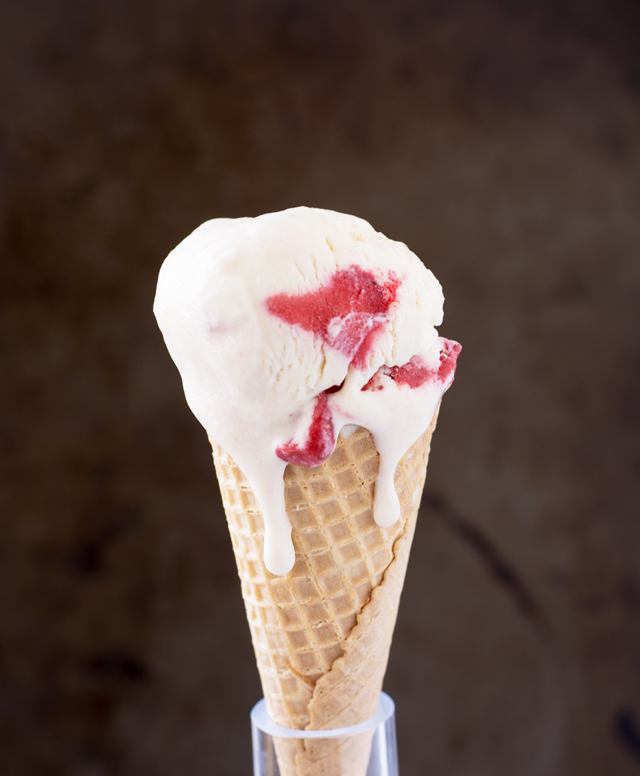 No Churn Brie Ice Cream with Roasted Strawberries
