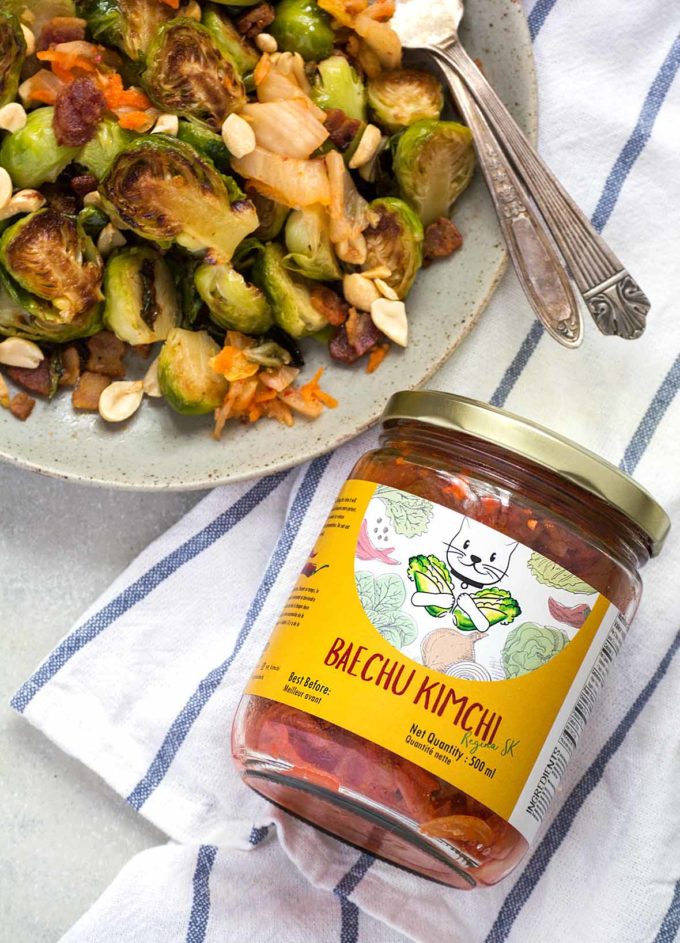 Roasted Brussels Sprouts with Kimchi and Bacon | Culinary Cool www.culinary-cool.com