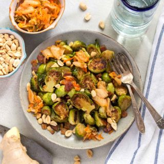 Roasted Brussels Sprouts with Kimchi and Bacon | Culinary Cool www.culinary-cool.com