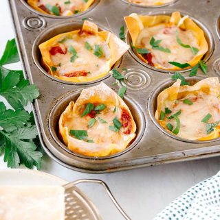 Mini lasagnas in a muffin tin