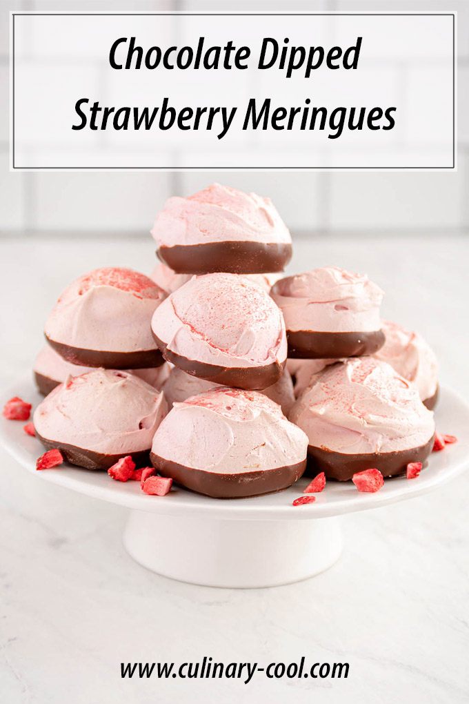 Chocolate Dipped Strawberry Meringue Cookies