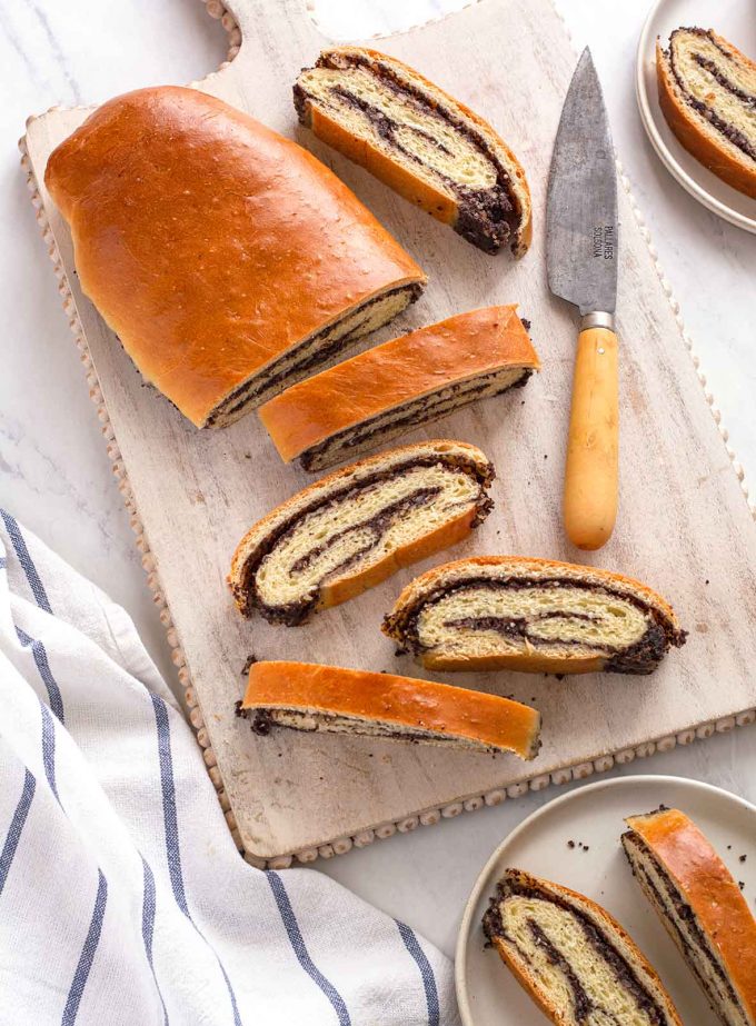 Poppy seed roll, cut into several slices