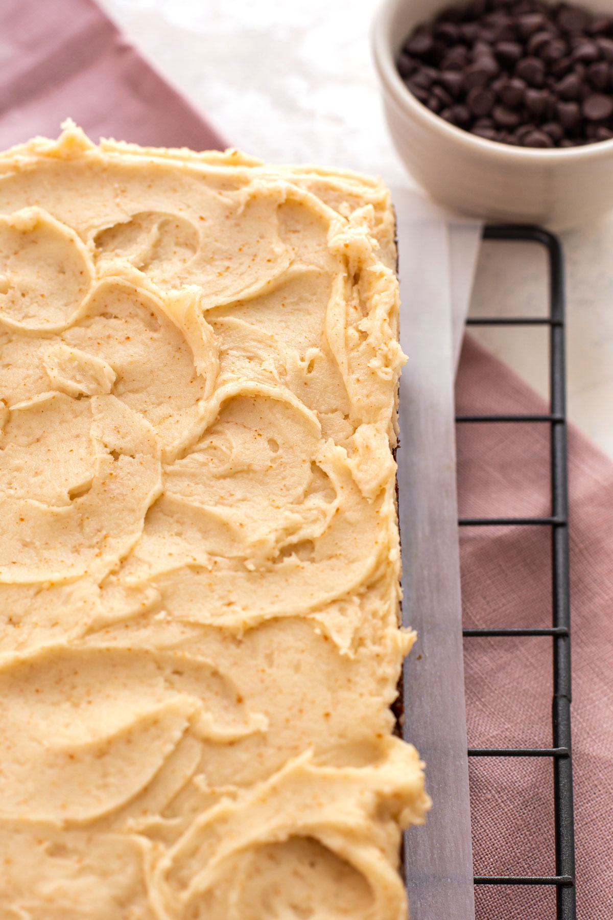 Close up shot of the brown butter frosting